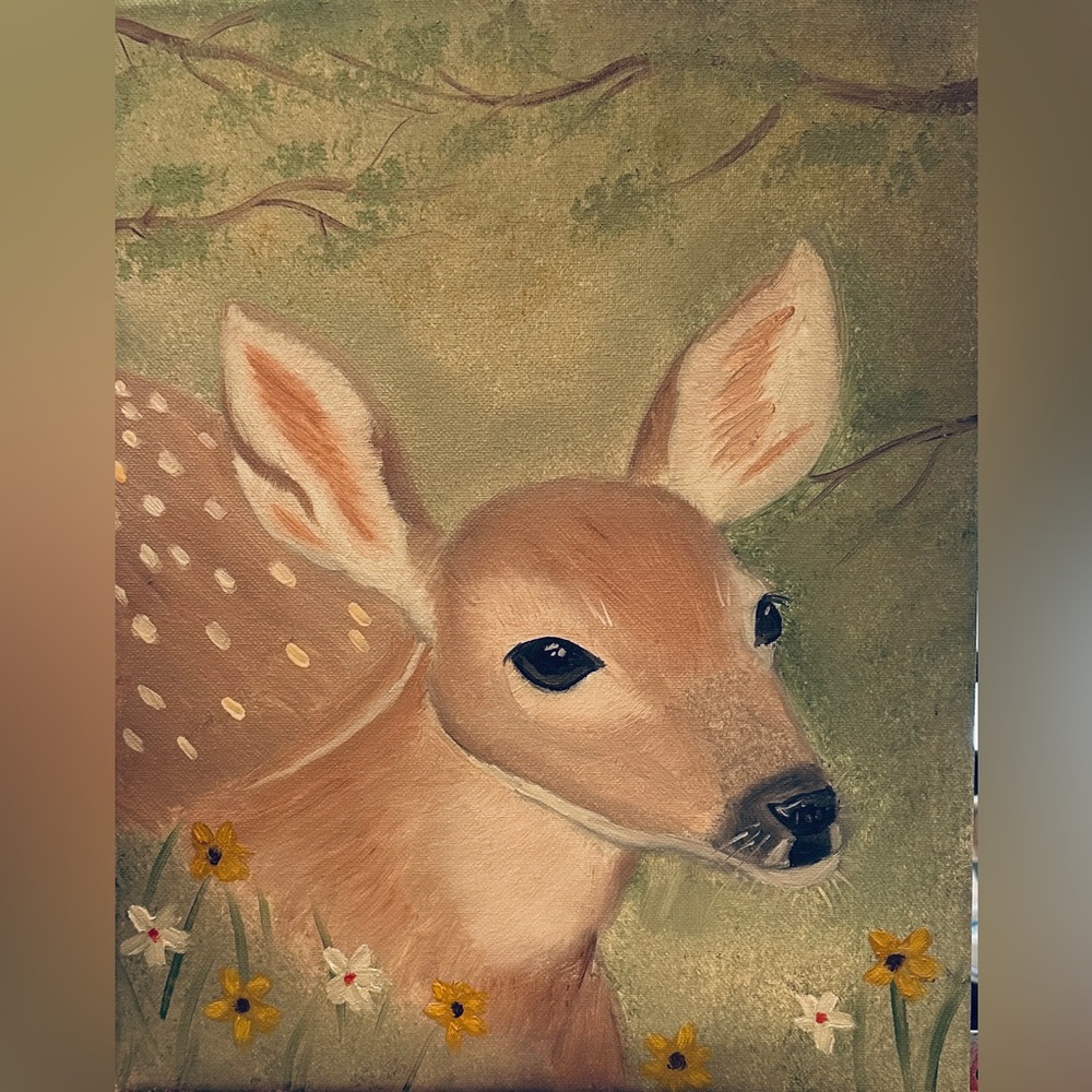Deer Fawn Canvas Painting